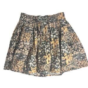American Eagle Linen Cottage Floral Mini Skirt A-Line Girly Black Pink Size XS
